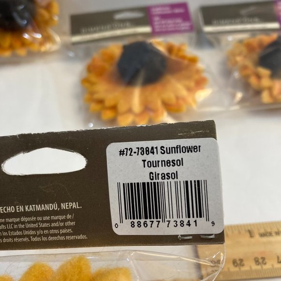 Sunflower 100% Wool Felt Beads 3" Crafts Applique Embellishments Needle Felting - Picture 7 of 12